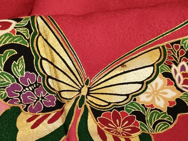 平和屋着物□豪華振袖 駒刺繍 舞蝶枝垂れ桜文 暈し染め 金彩 正絹 逸品