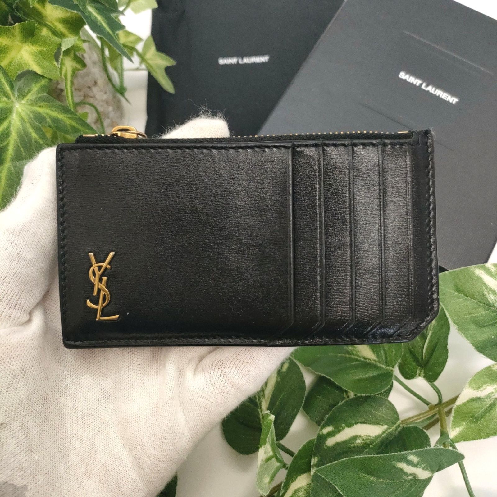 サンローラン フラグメントケース コインカードホルダー カサンドラ YSL ブラック