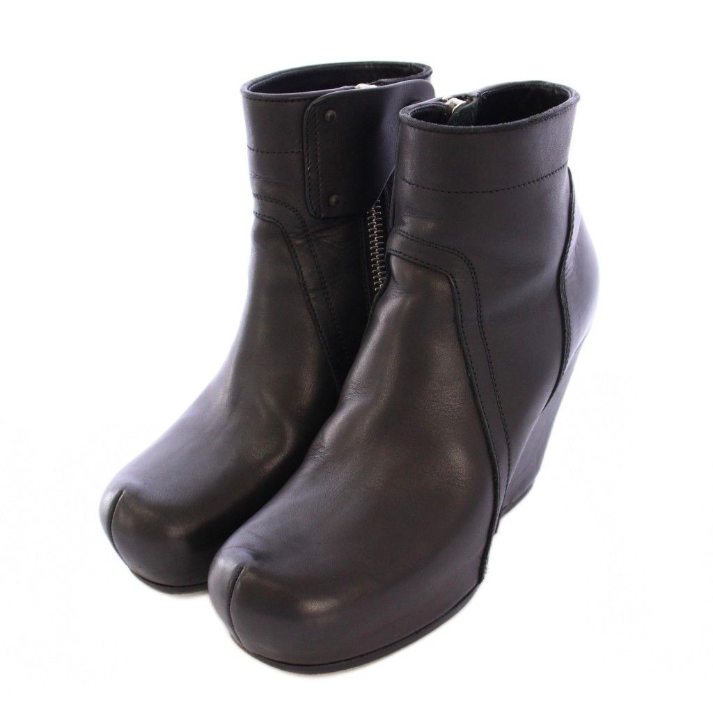 Rick Owens ブーティ 37 黒 厚底ブーツ　ウェッジ リックオウエンス Rick Owens WEDGE SOLE BOOTS ウェッジソールブーツ