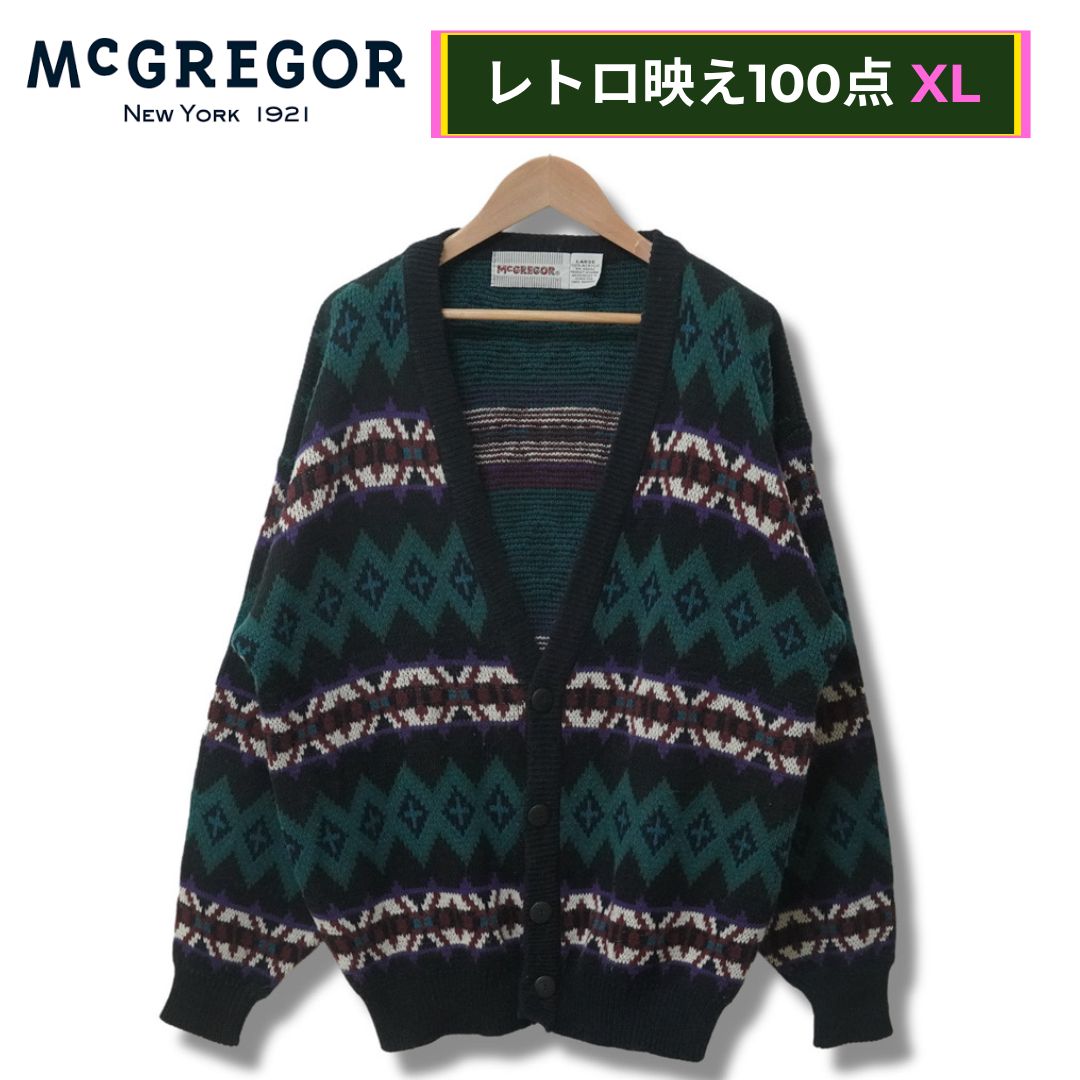 90s USA製 マックレガー カーディガン XL 相当(表記: L ) グリーン