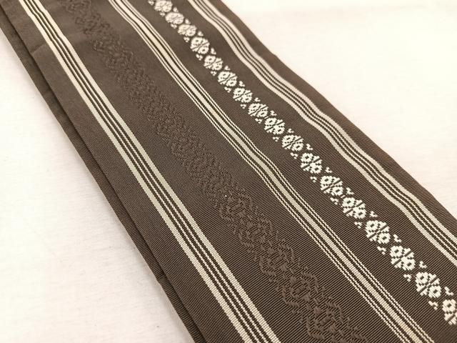 平和屋着物●男性　本場筑前博多織　角帯　七宝花文　香色　正絹　逸品　DAAZ3061ob 平和屋着物○男性 本場筑前博多織 角帯 七宝花文 香色 正絹 逸品