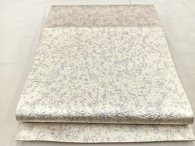 平和屋着物◎六通柄袋帯 ふくれ織 霞文 銀糸 正絹 逸品 BAAV4361yc