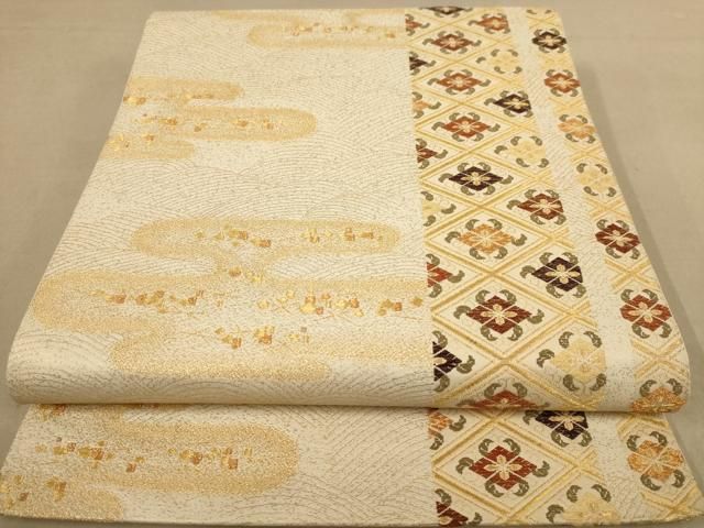 平和屋着物◎六通柄袋帯 唐織 花菱文 福寿錦 金糸 正絹 逸品