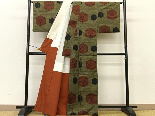 K0928 未使用品 逸品 希少 西郷絣 本場大島紬 7マルキ 正絹 小紋 K0928 未