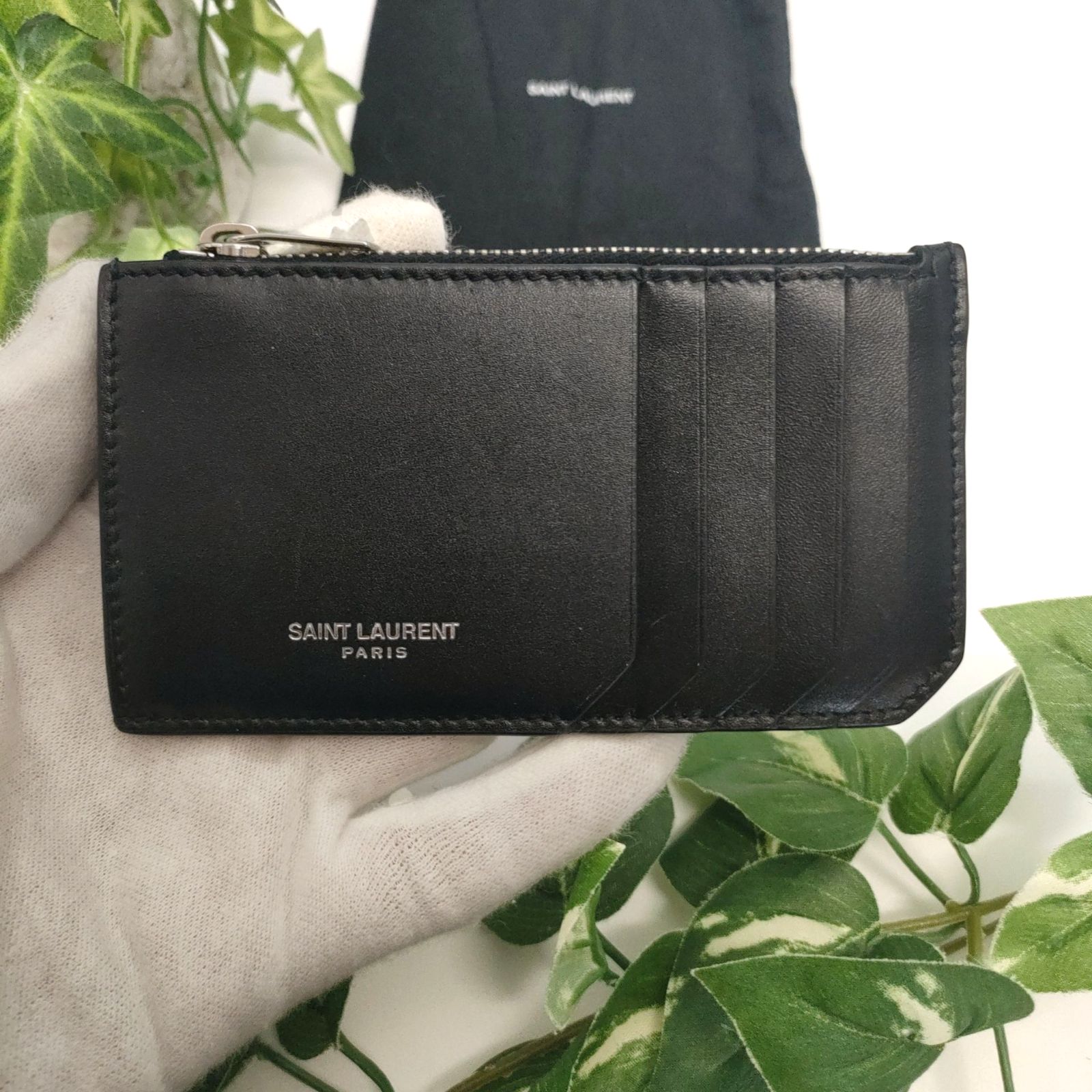 サンローラン フラグメントケース コインカードホルダー ブラック ロゴ