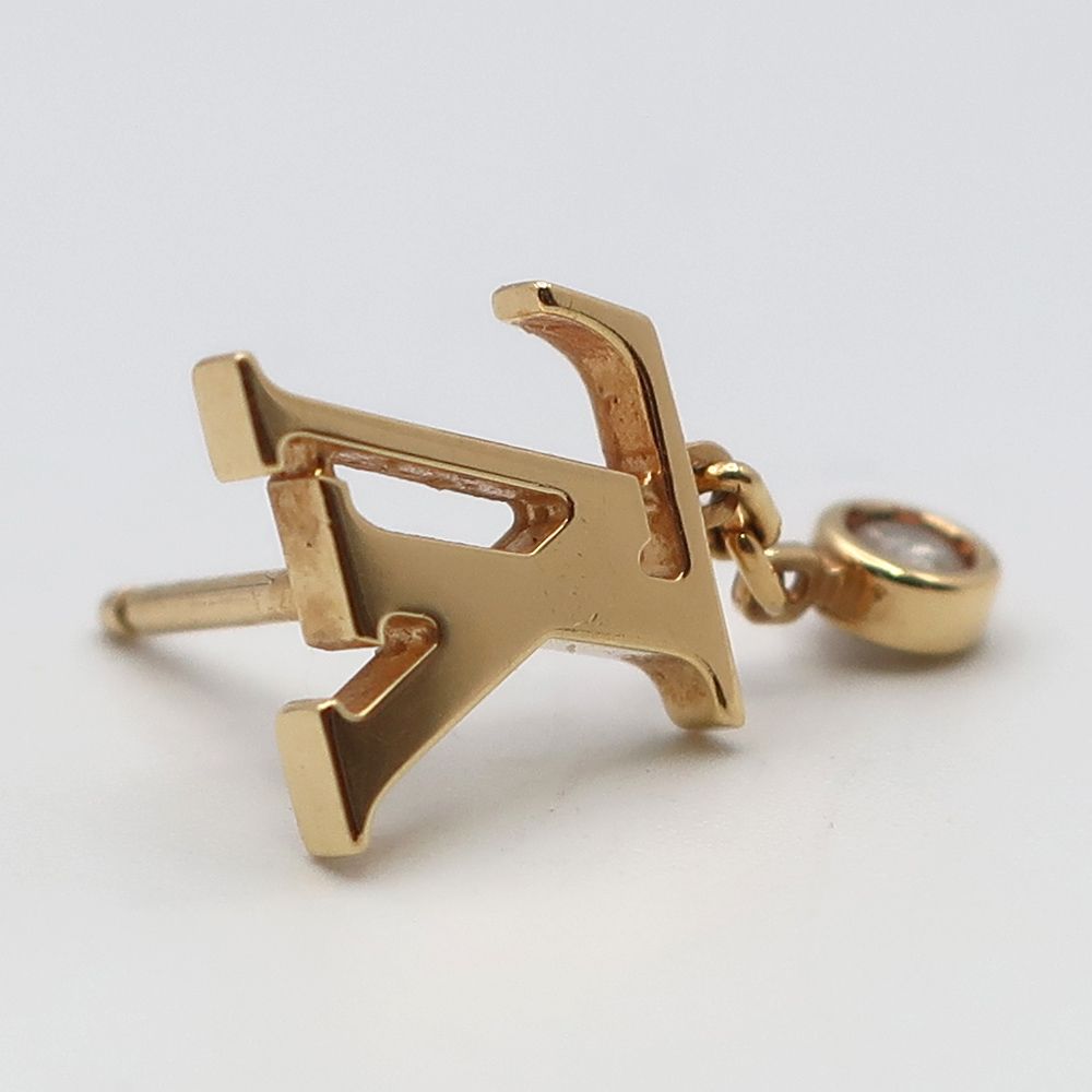 ルイヴィトンモノグラムイディールシングルピアス18金イエローゴールド