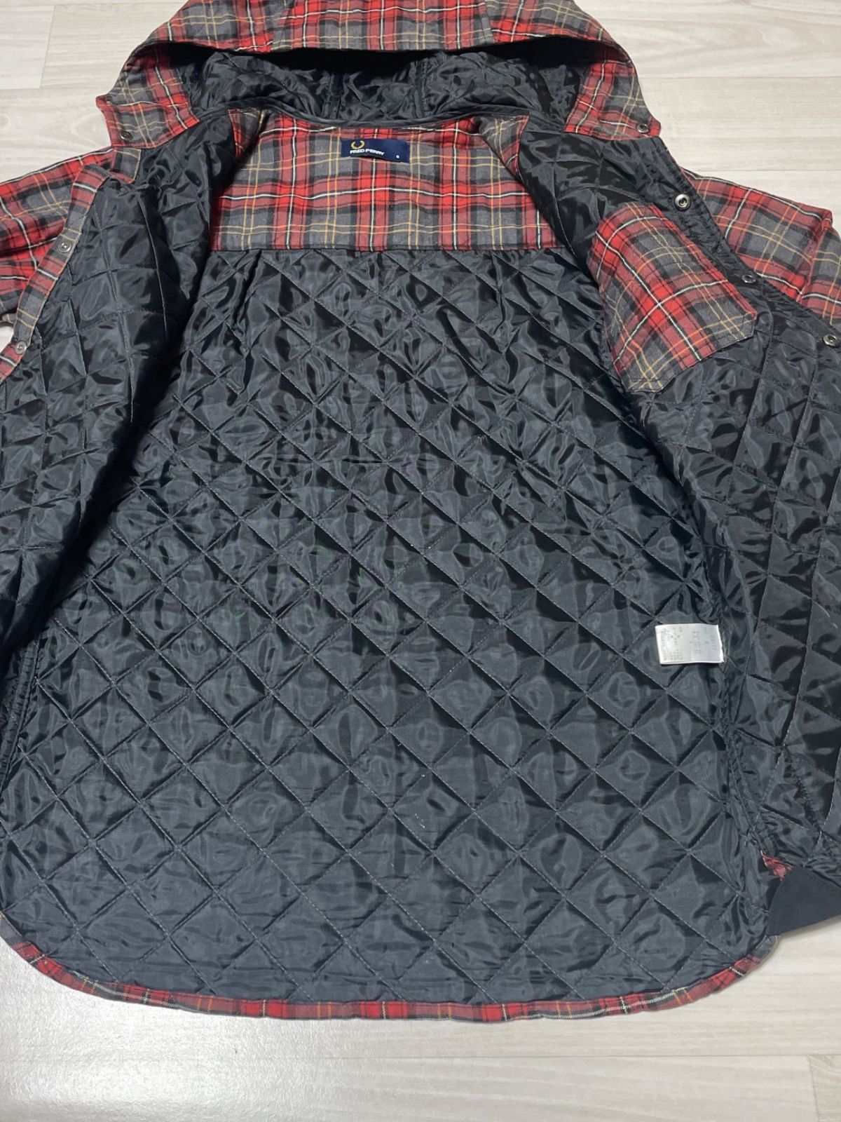 FRED PERRY フレッドペリー フード付き チェック ジャケット S - メルカリ