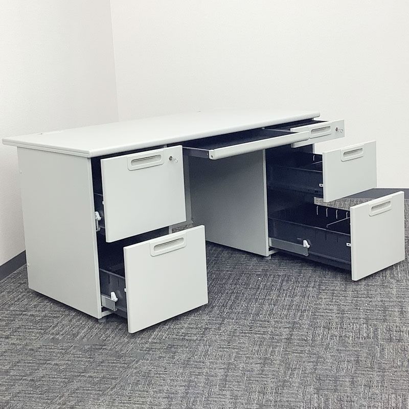 中古 オフィスデスク 2台セット PLUS 両袖机 事務机 オフィスデスク 