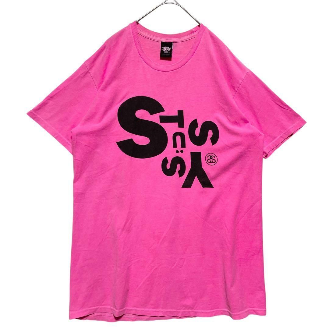 Stüssy】ステューシー Tシャツ ピンク S・t・s・y ロゴプリント 半袖