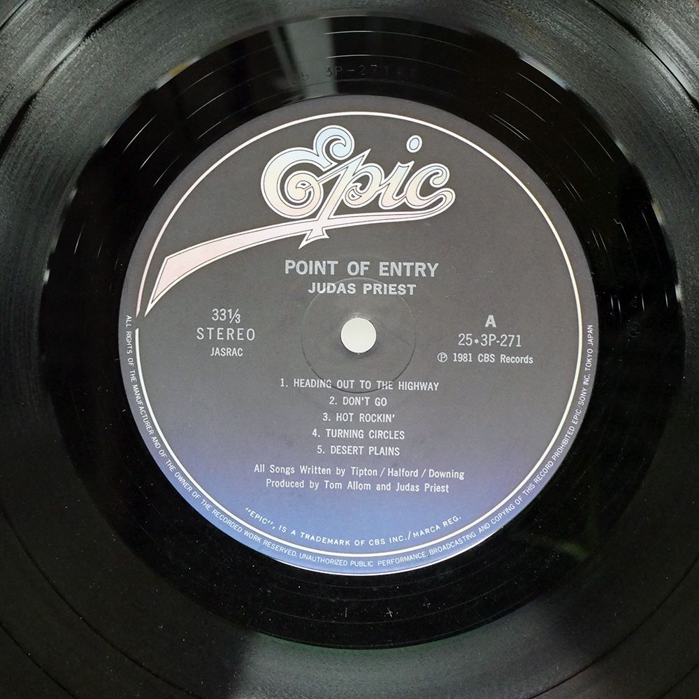 国内盤 JUDAS PRIEST/POINT OF ENTRY/EPIC 253P271 LP 【公式通販】