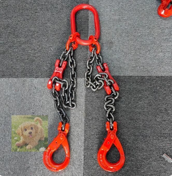 新入荷上質 運搬作業用に チェーンスリング スリングフックタイプ G 80マンガン鋼製 使用荷重2 t 2本吊り ェーン径6 mm 長さ1 5ｍ 調節器