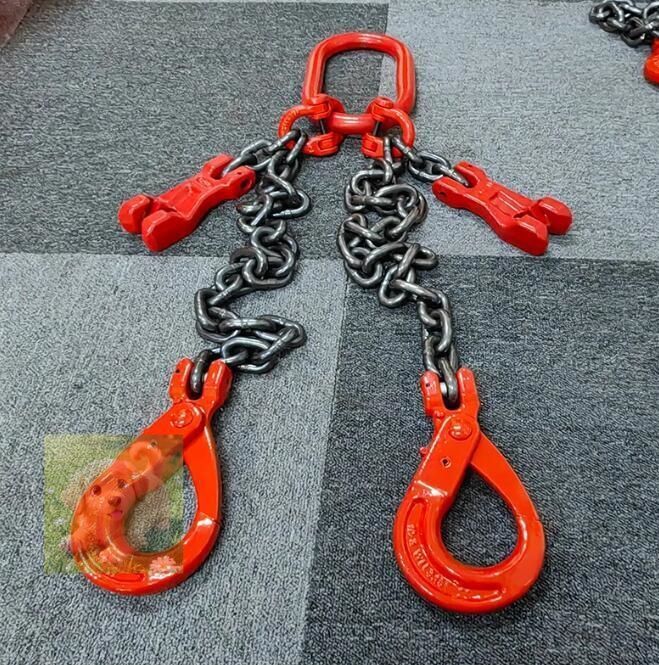 新入荷上質 運搬作業用に チェーンスリング スリングフックタイプ G 80マンガン鋼製 使用荷重2 t 2本吊り ェーン径6 mm 長さ1 5ｍ 調節器