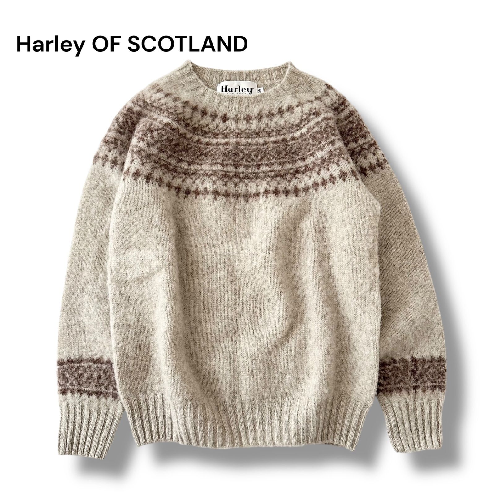 Harley of Scotland セーター ノルディック柄　ベージュ M Harley of SCOTLAND Scotland ハーレーオブスコットランド