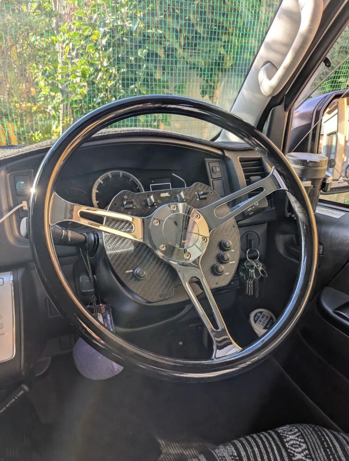 自動車用 黒 ウッド金属3スポークステアリング本体15インチ380cm