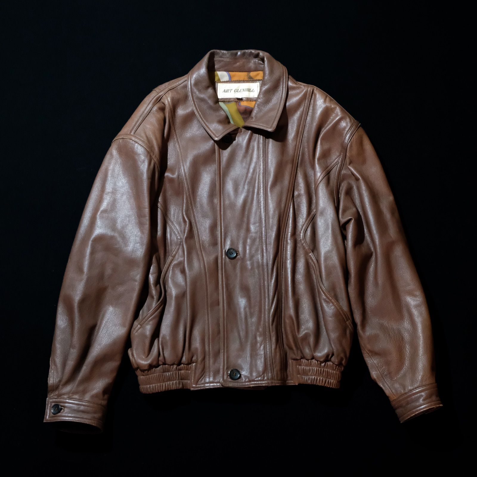 80's~90's ART GLENHILL 鹿革 レザーブルゾン Lサイズ ディアスキン