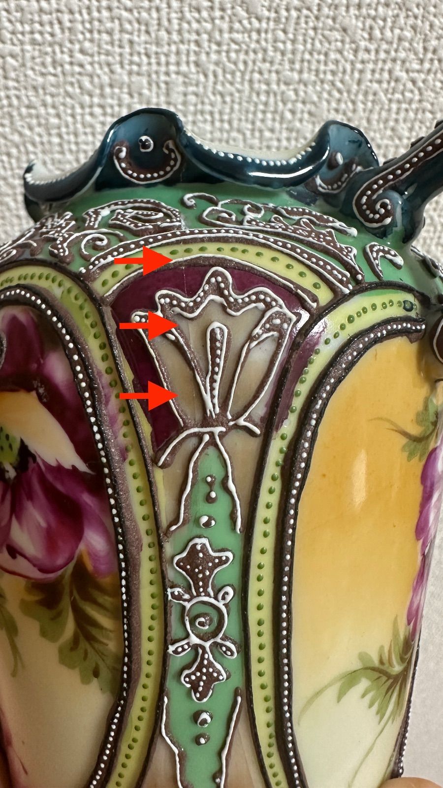 希少】初期オールドノリタケ 花瓶 マルキ印 明治期 里帰りアンティーク