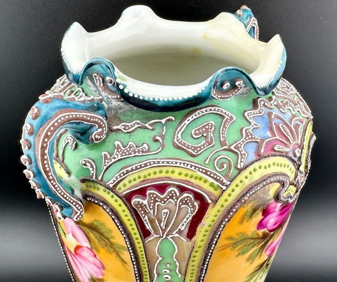 希少】初期オールドノリタケ 花瓶 マルキ印 明治期 里帰りアンティーク