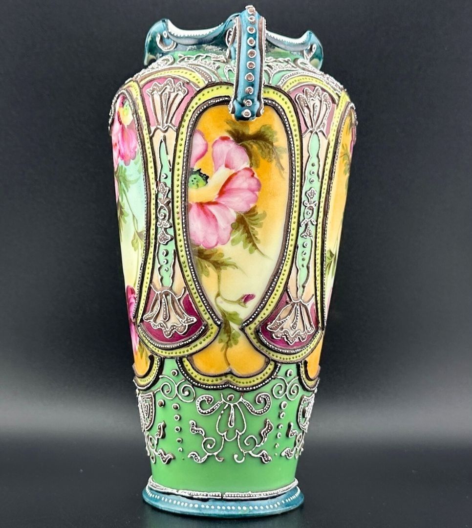 希少】初期オールドノリタケ 花瓶 マルキ印 明治期 里帰りアンティーク