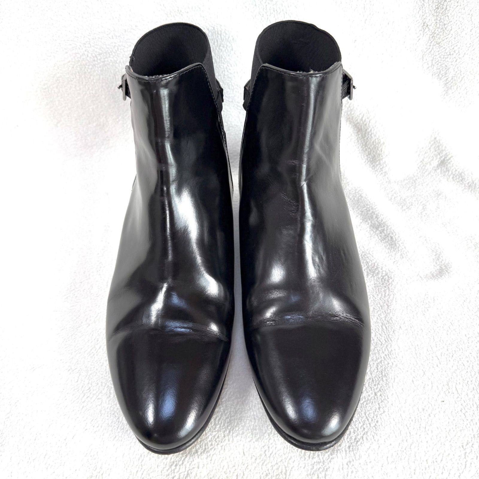 極美品・35✨ファビオルスコーニ フラット サイドゴア バックル レザー