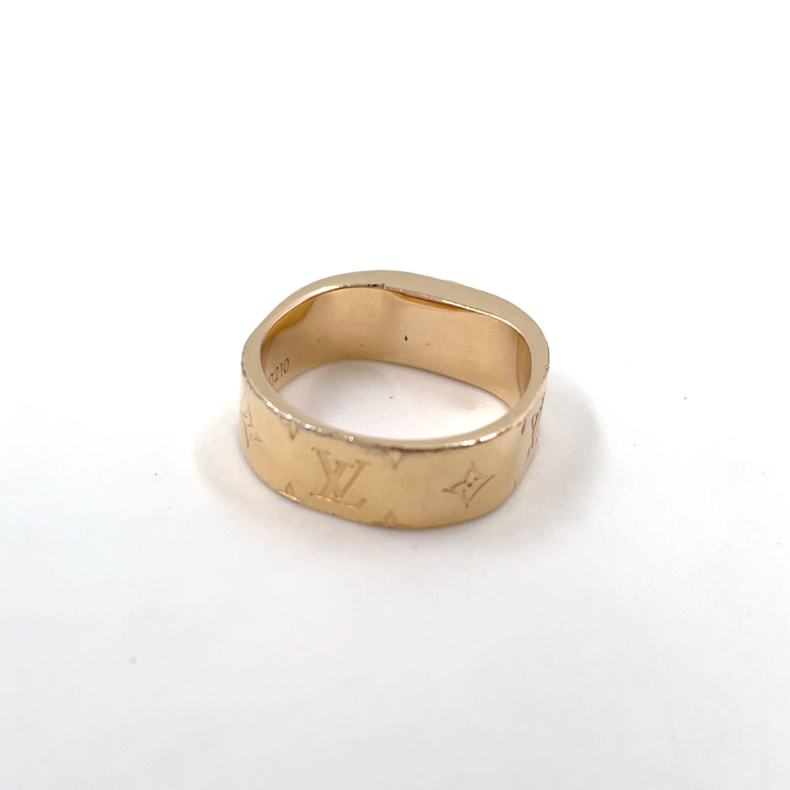 LOUIS VUITTON バーグ ナノグラム リング メタル シルバー×ピンク