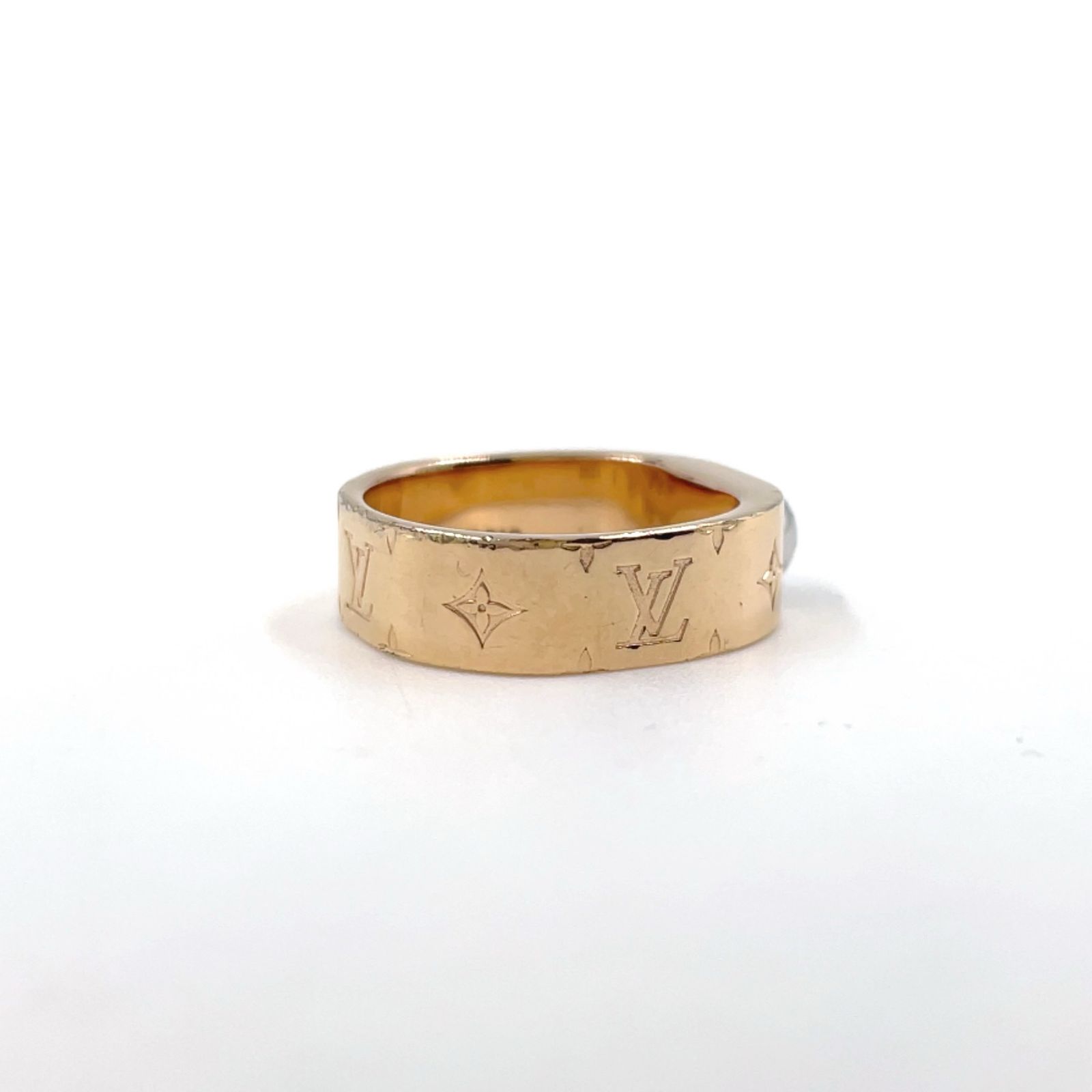 LOUIS VUITTON バーグ ナノグラム リング メタル シルバー×ピンク