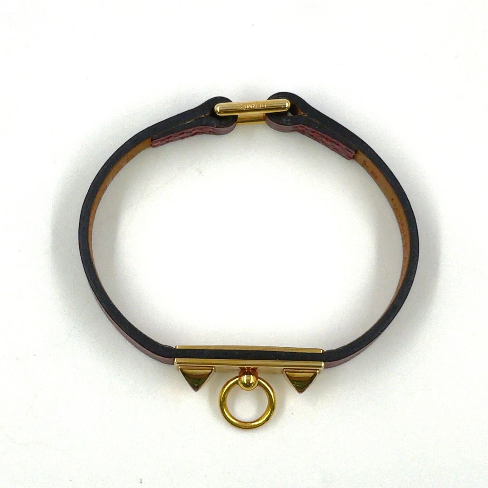 HERMES リヴァル ミニ X刻印 レザー レッド ブレスレット・バングル