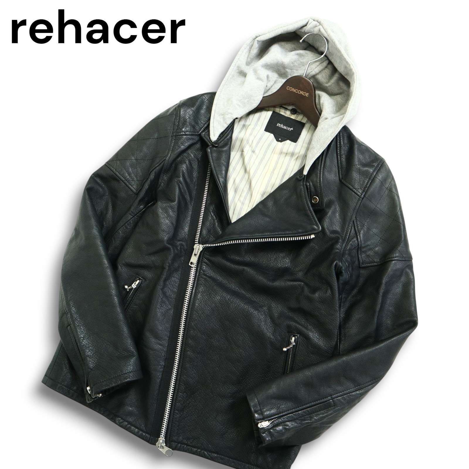 rehacer レアセル 秋冬 牛革 リアル カウ レザー☆ フード着脱可