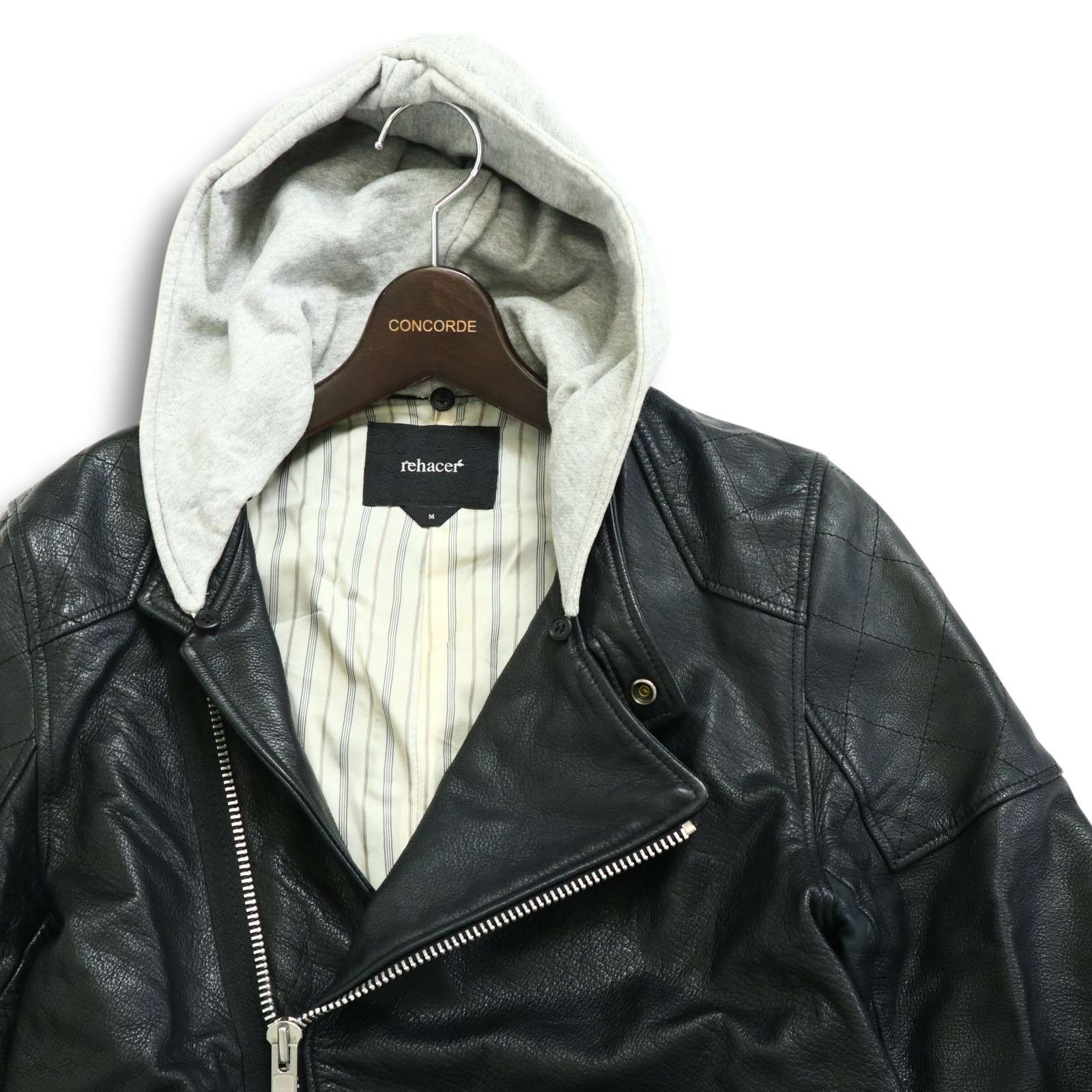 rehacer レアセル 秋冬 牛革 リアル カウ レザー☆ フード着脱可