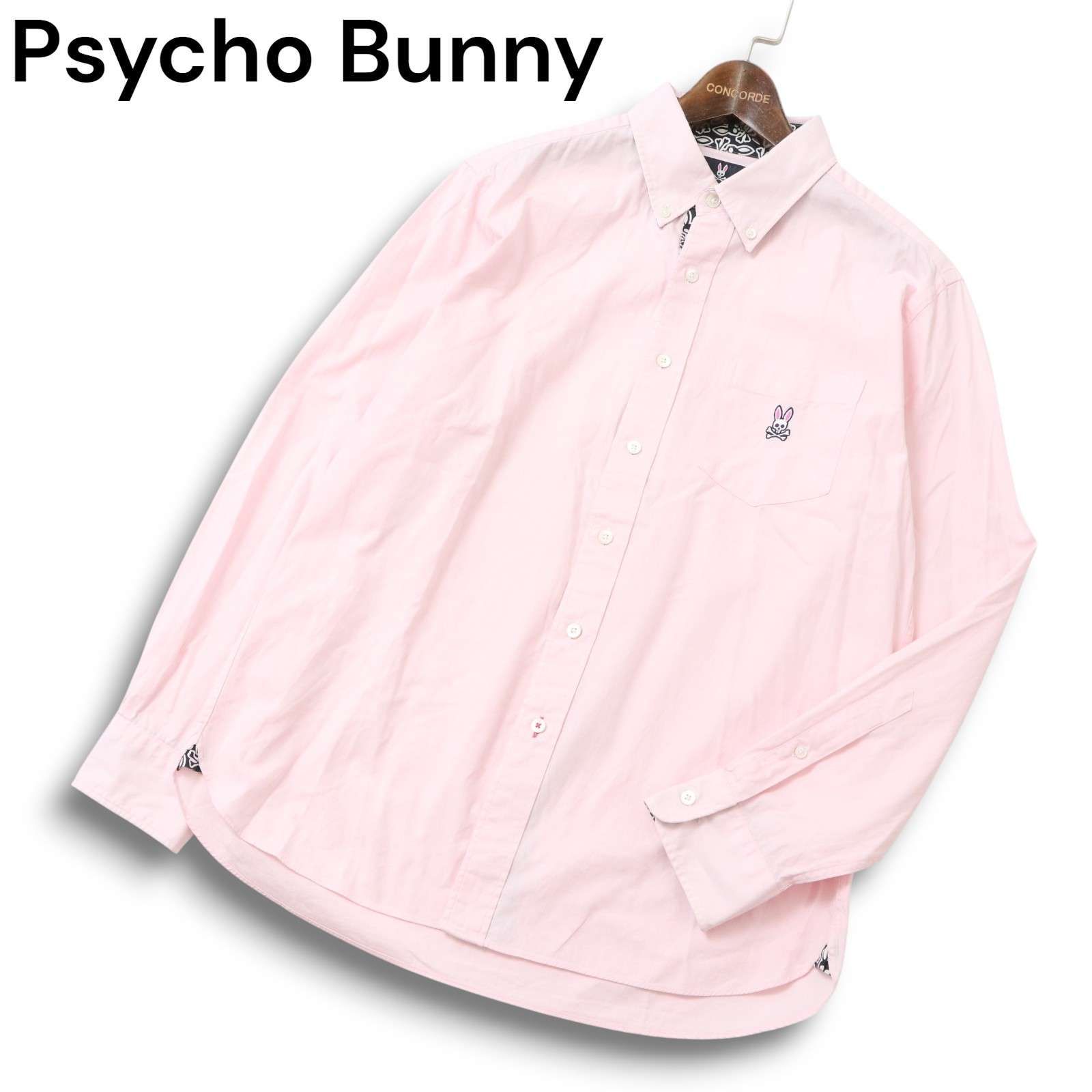 Psycho Bunny サイコバニー 通年 スカル バニー刺繍 長袖 ボタンダウン 