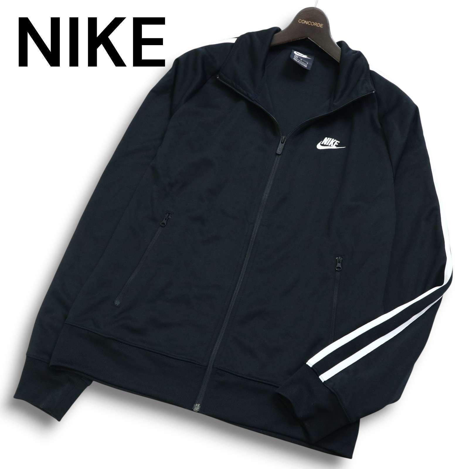 NIKE ナイキ 通年 ロゴ刺繍 ジャージ トラック ジャケット ジップアップ ブルゾン Sz.M メンズ 黒