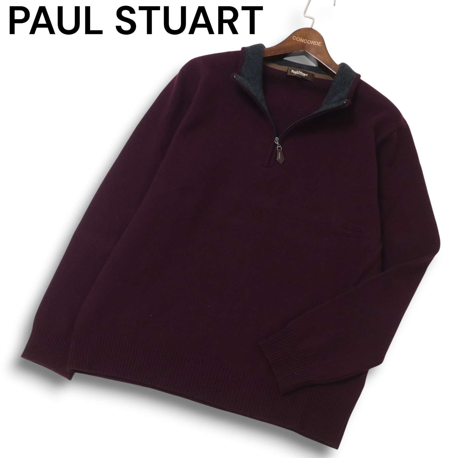 【美品】★Paul Stuart・ポールスチュアート★ウール混 チェック柄 ノーカラージャケット 6★黒×グレー★[NEW]★19jc70 グレンチェックウール コート(コート)｜Paul Stuart(ポール