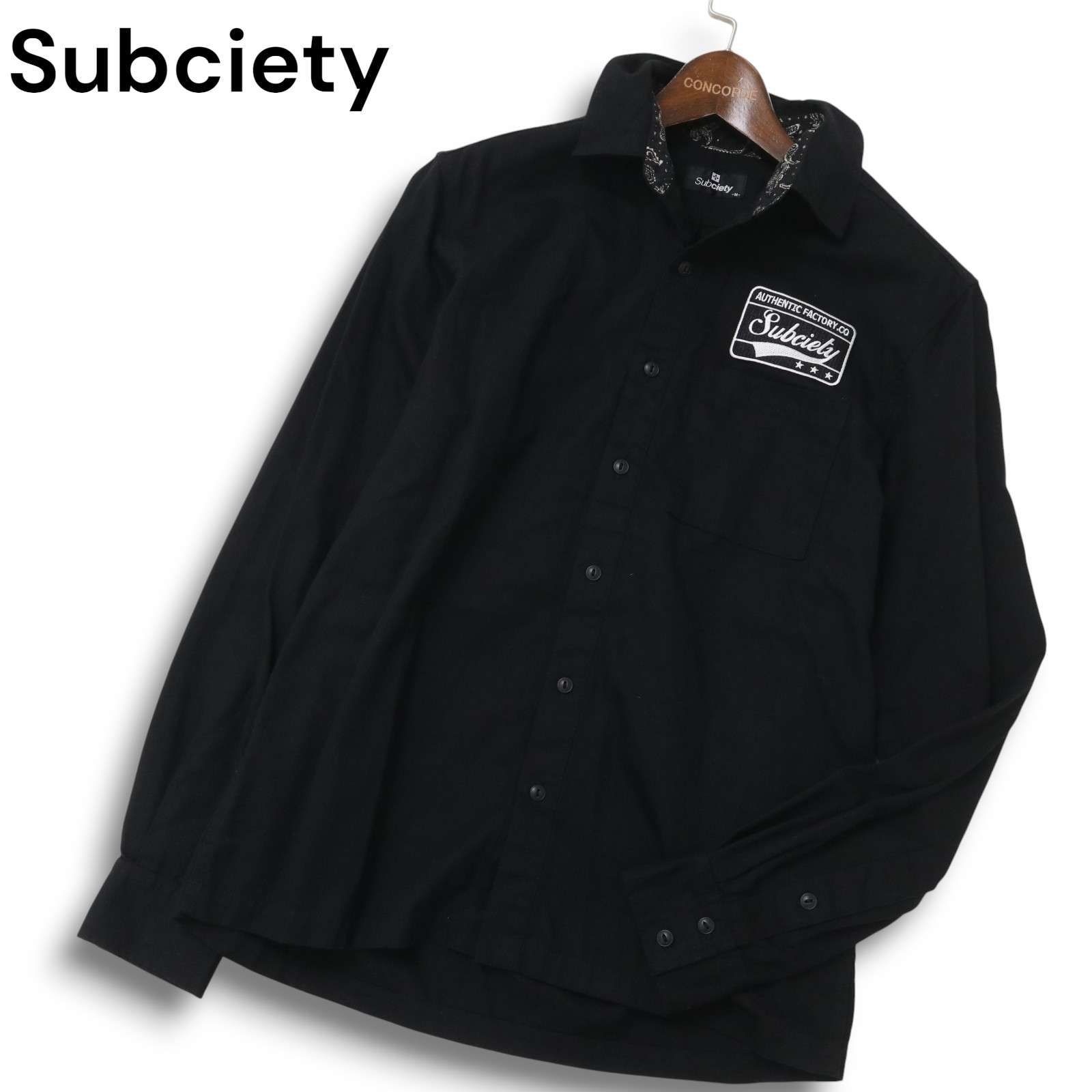 Subciety サブサエティ 通年☆ ロゴ ワッペン 長袖 ワーク シャツ Sz.M 