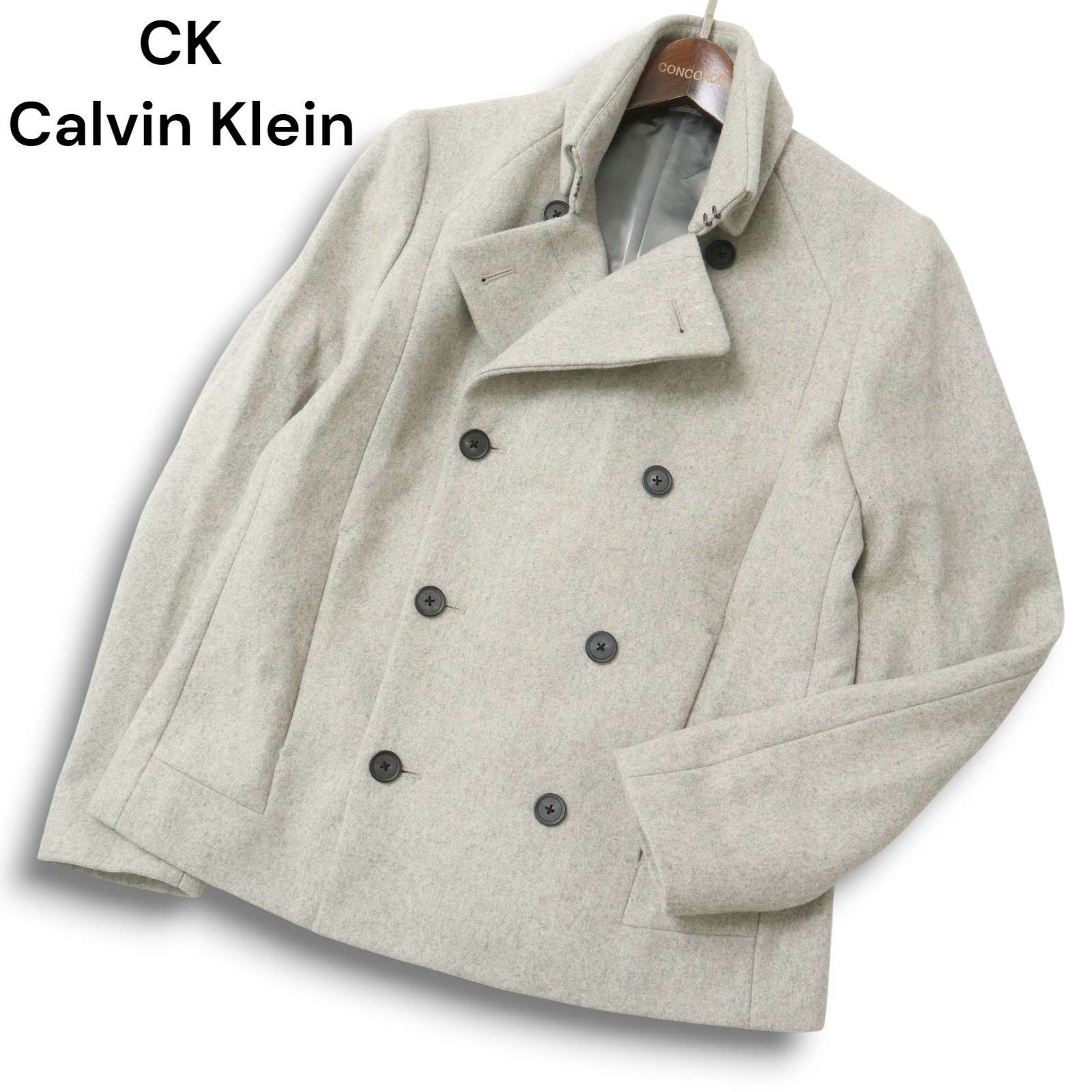 カルバンクライン　コート　新品未使用 CK Calvin Klein カルバンクライン 秋冬 メルトン ウール Pコート Sz.L