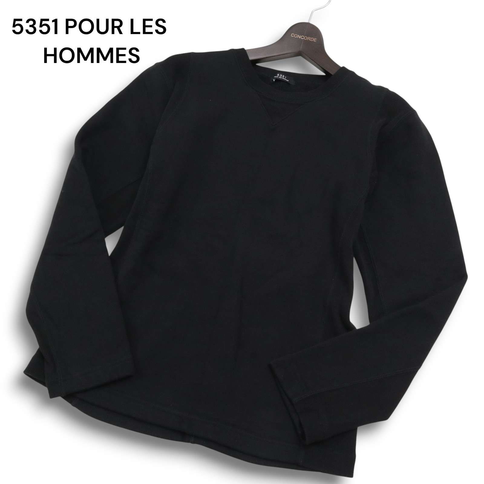 新品！◆5351 POUR LES HOMMES ブラック トレーナー 美品】5351 POUR LES HOMMES 5351プールオム 秋冬 裏起毛☆ スウェット