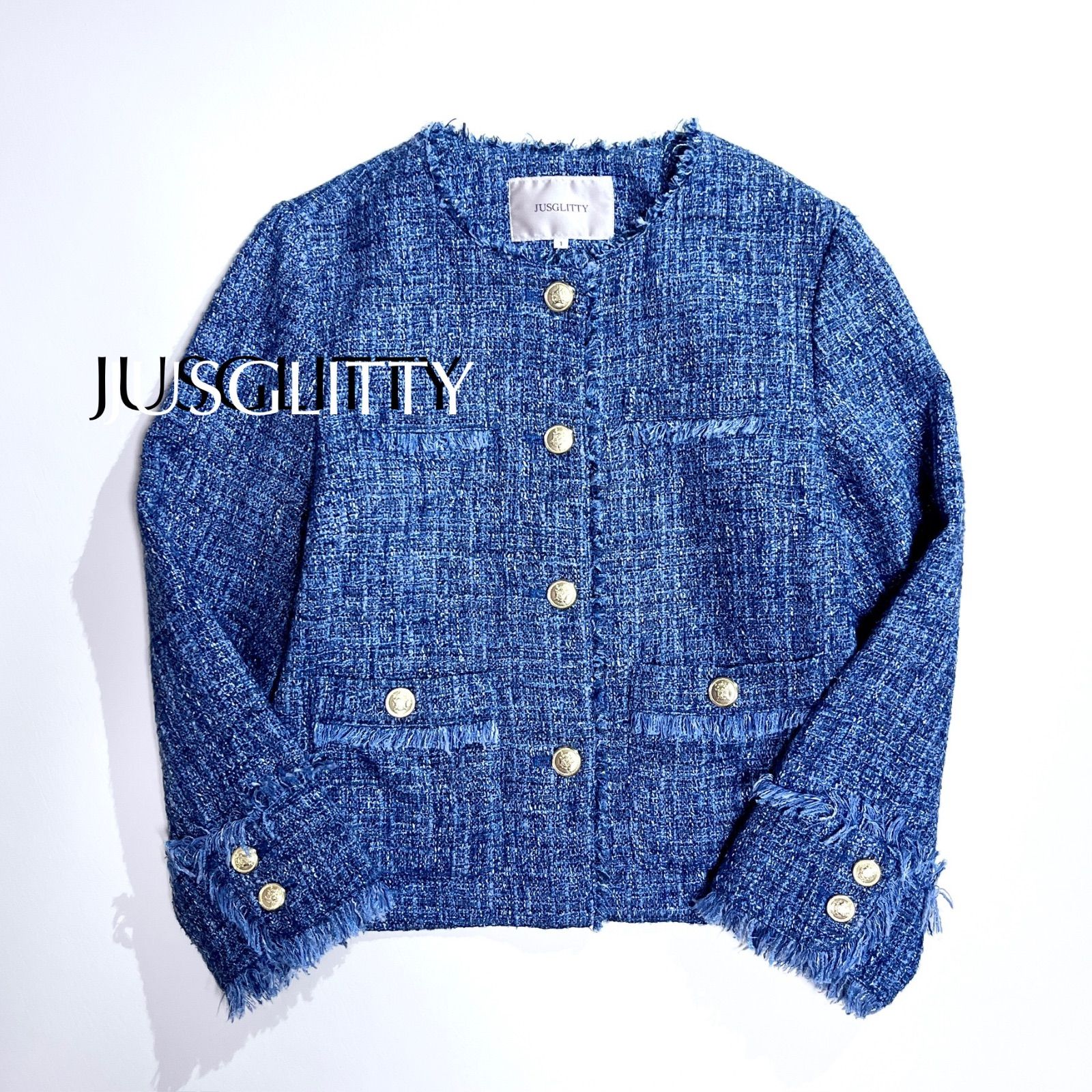 ハグオーワー クロス&クロスグレンチェックノーカラージャケット