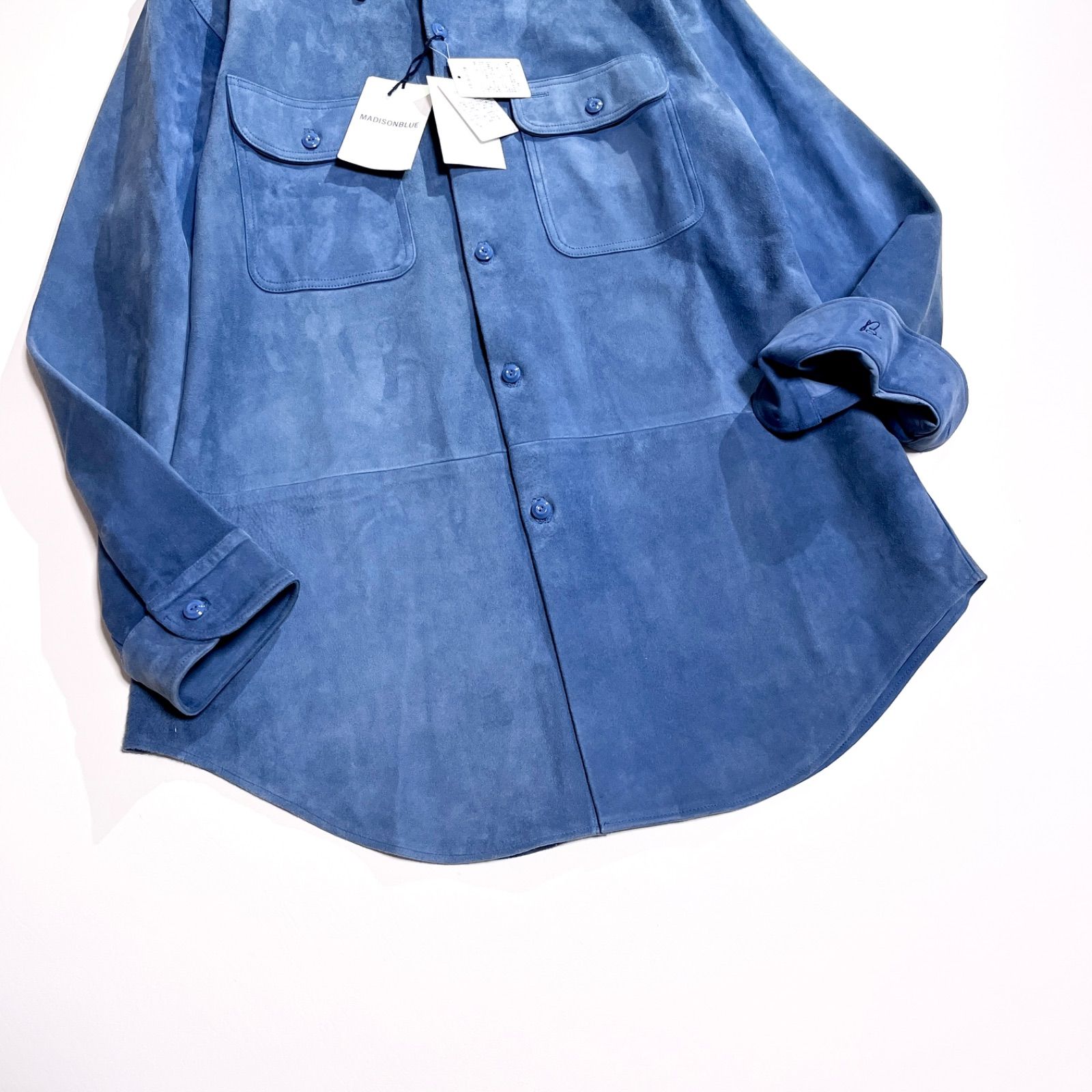 定価22万円マディソンブルー 羊革 HAMPTON SHIRT シャツ L 別注 