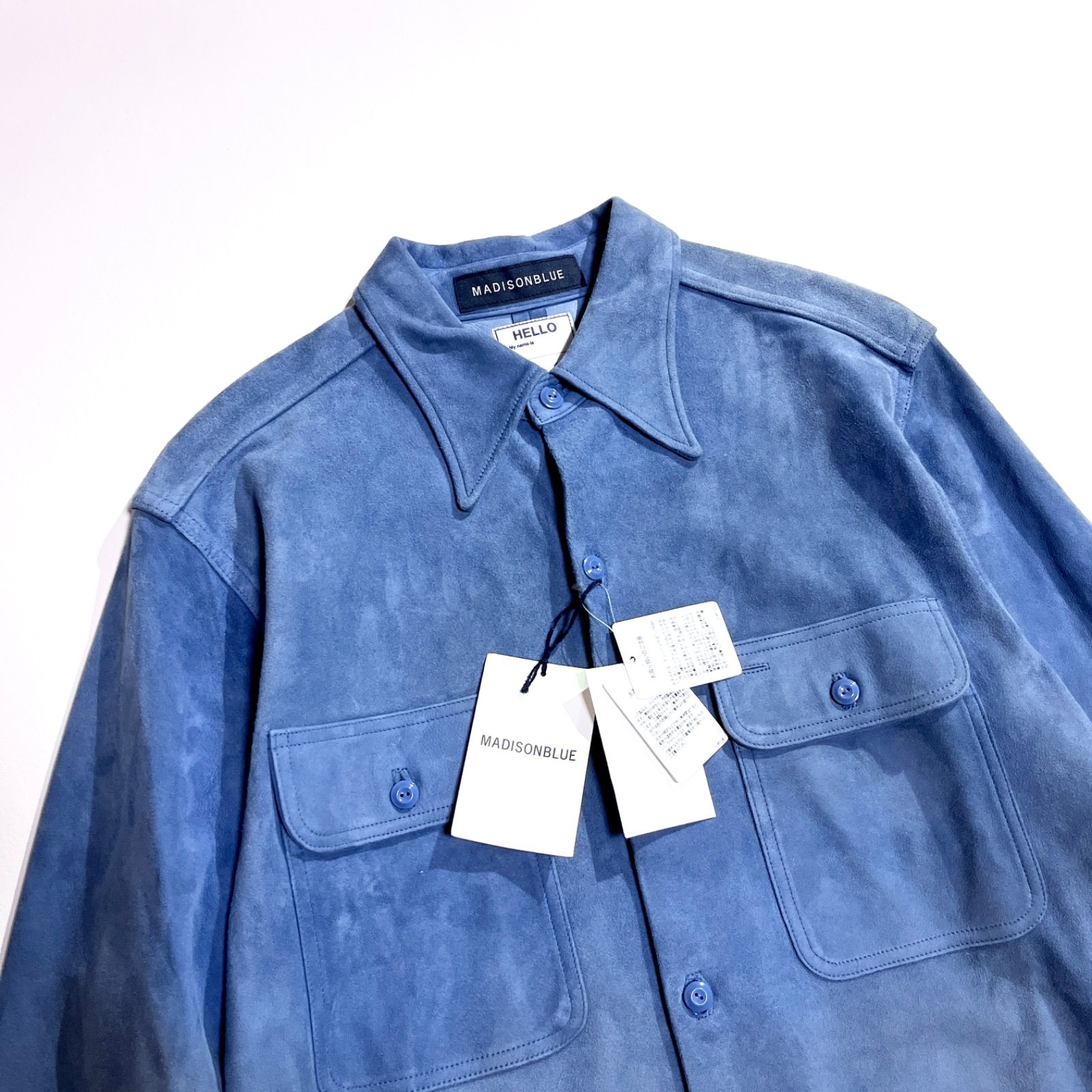 cj83 新品 MADISONBLUE 定価25万 本革 スエード ハンプトン シャツ