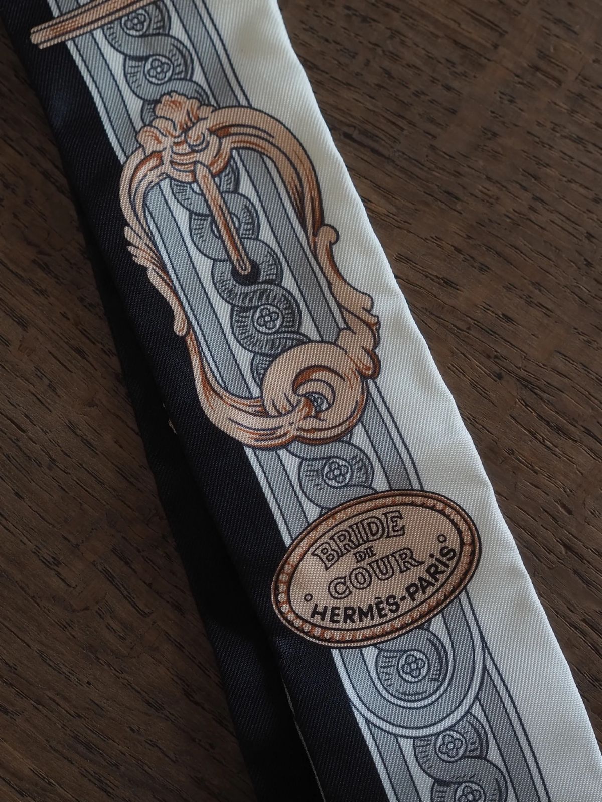 エルメス ツイリー BRIDE DE COUR スカーフ ホワイト×ブラック HERMES