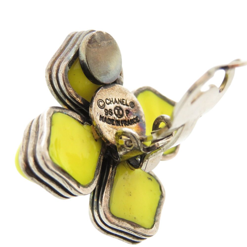 美品 シャネル ココマーク フラワーモチーフ メタル/ストーン イエロー  