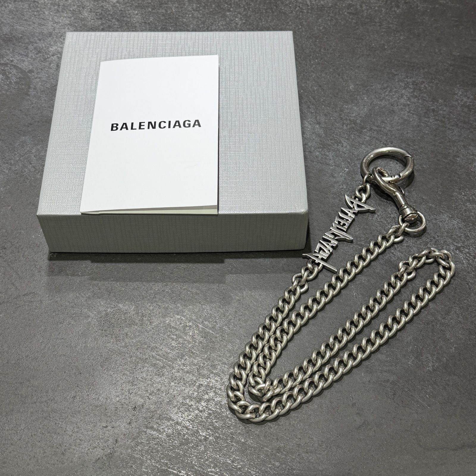 BALENCIAGA タイポロゴ ウォレットチェーン バレンシアガ シルバー O/S 