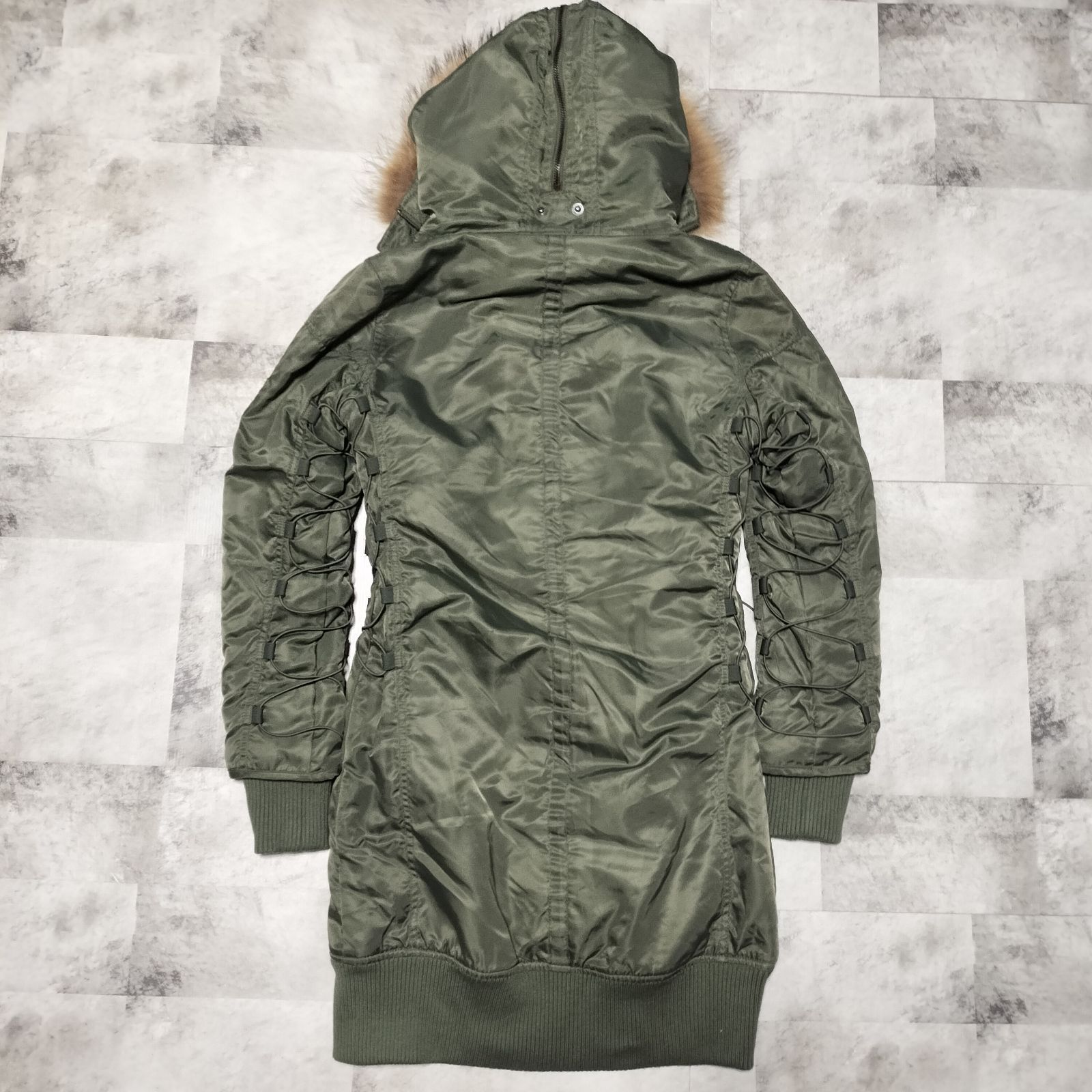 美品】AVIREX フライトジャケット N-2B ラクーンファー Мサイズ カーキ