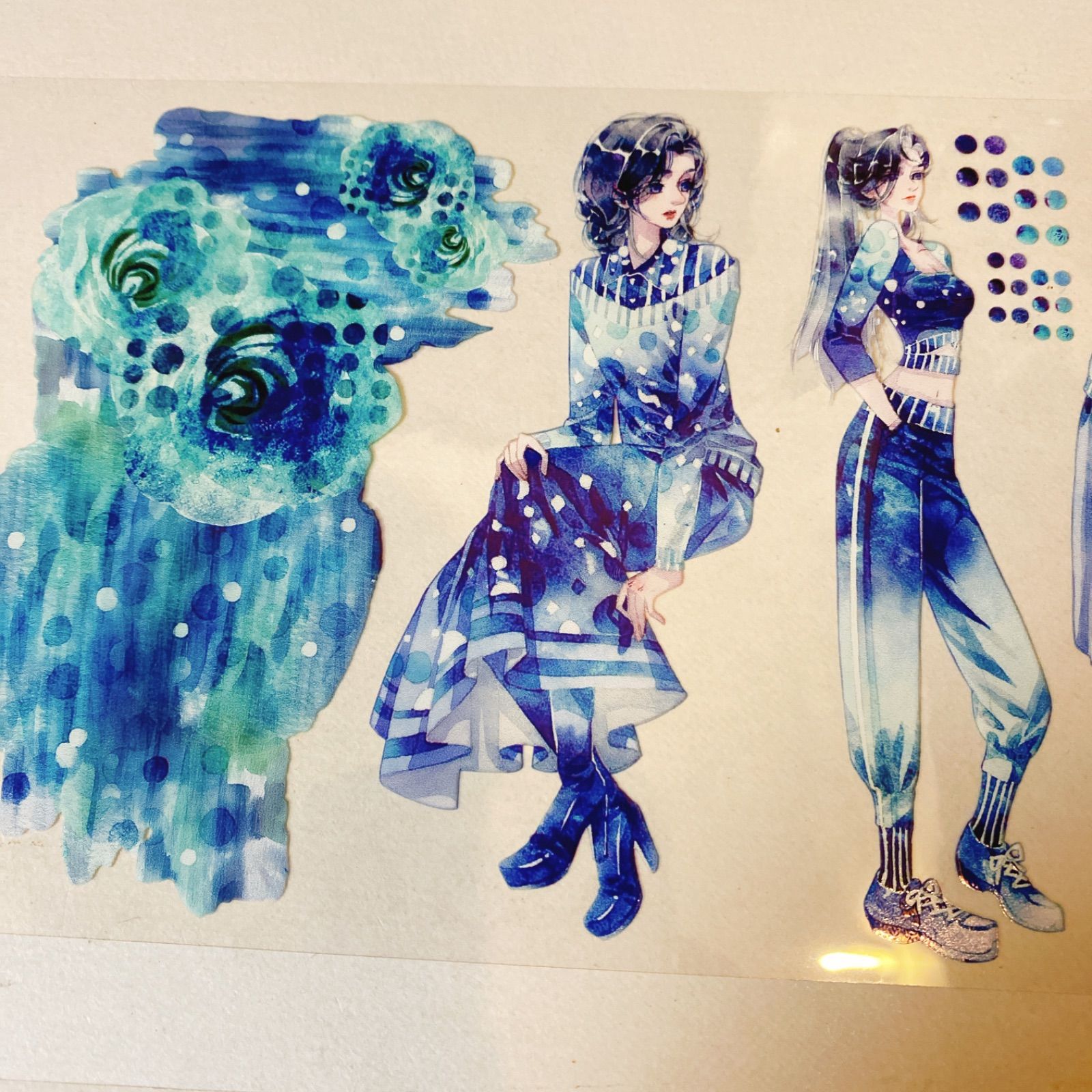 海外マスキングテープ巻売り 藍色 装飾マスキングテープ 人物マステ 2510109 袖藍 巨光綿 海外マスキングテープ巻き売り 人物マスキング