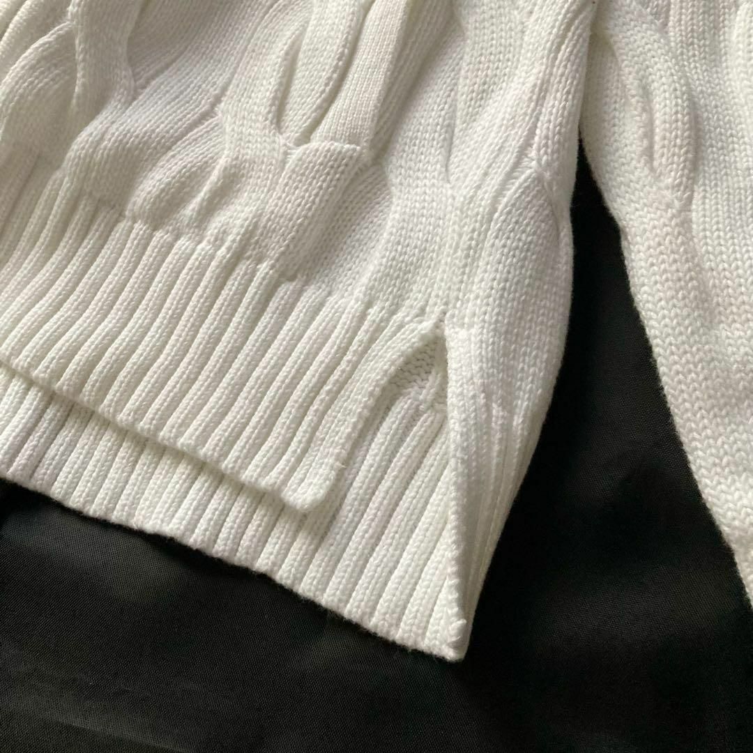 【美品】ポロラルフローレン ケーブルニットカーディガン 白ポニー刺繍クルーネック 美品】ポロラルフローレン ケーブルニットカーディガン 白ポニー刺繍