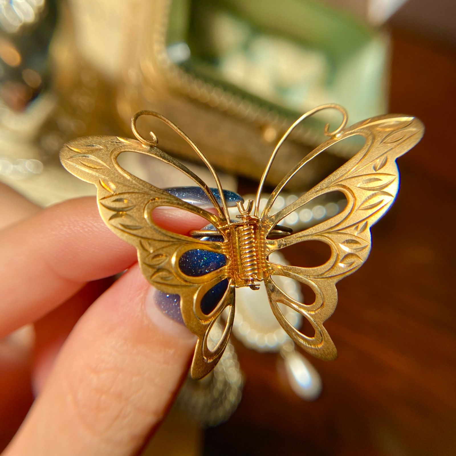島田貴金属店】K18 蝶 バタフライ 和装 ゴールド アンティーク
