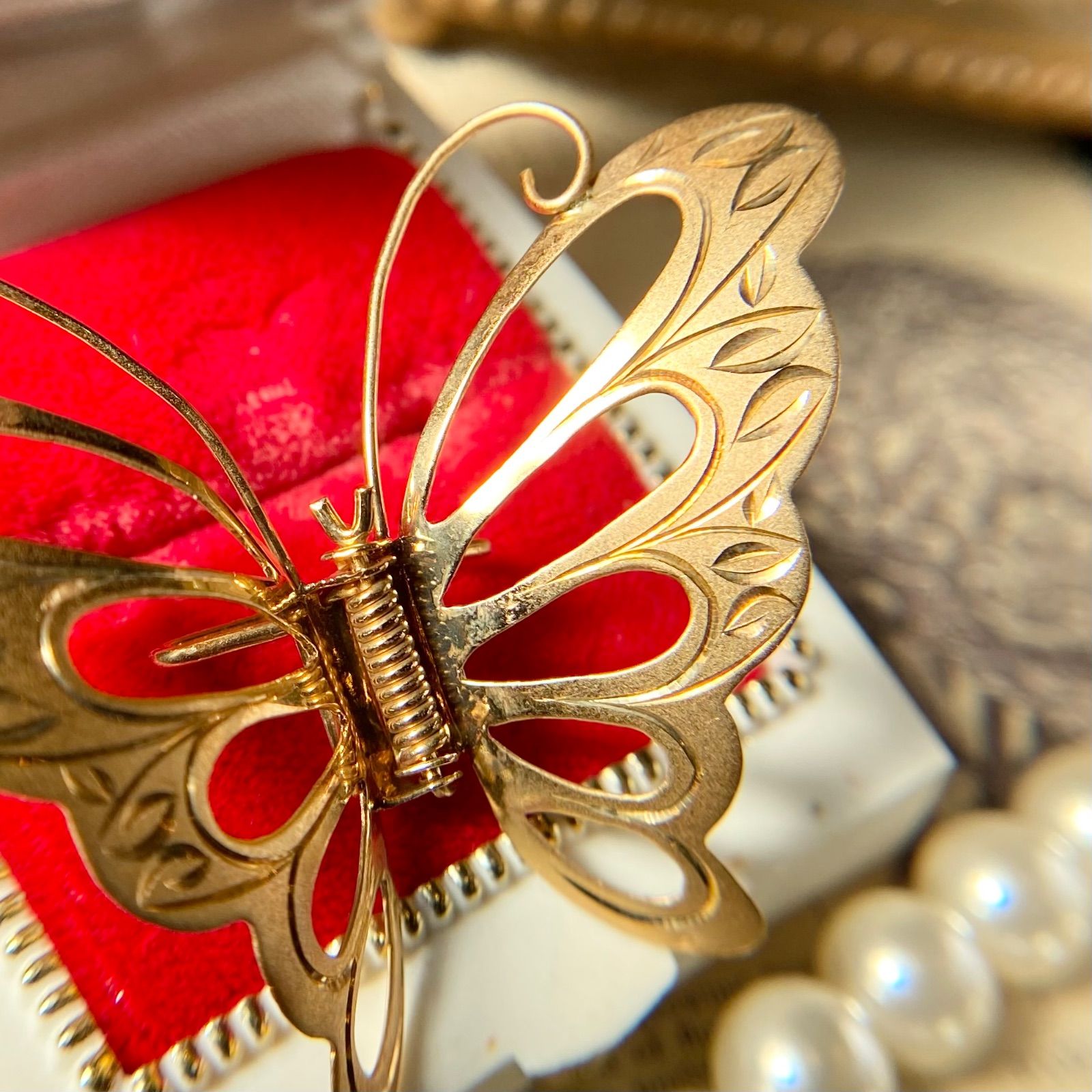 島田貴金属店】K18 蝶 バタフライ 和装 ゴールド アンティーク