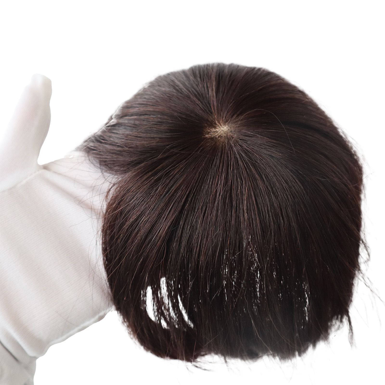 ヘアピース 人毛100％ つむじリアル 18cm ブラック ブラウン 自然な 