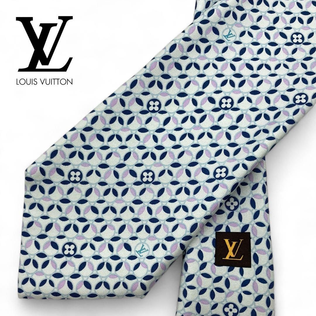 LOUIS VUITTON ルイヴィトン ネクタイ ライトブルー 水色 シルク