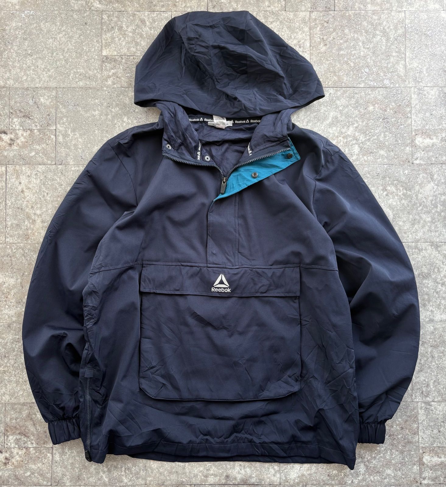 リーボック Reebok アノラックパーカー フーディー 紺色 ネイビー 