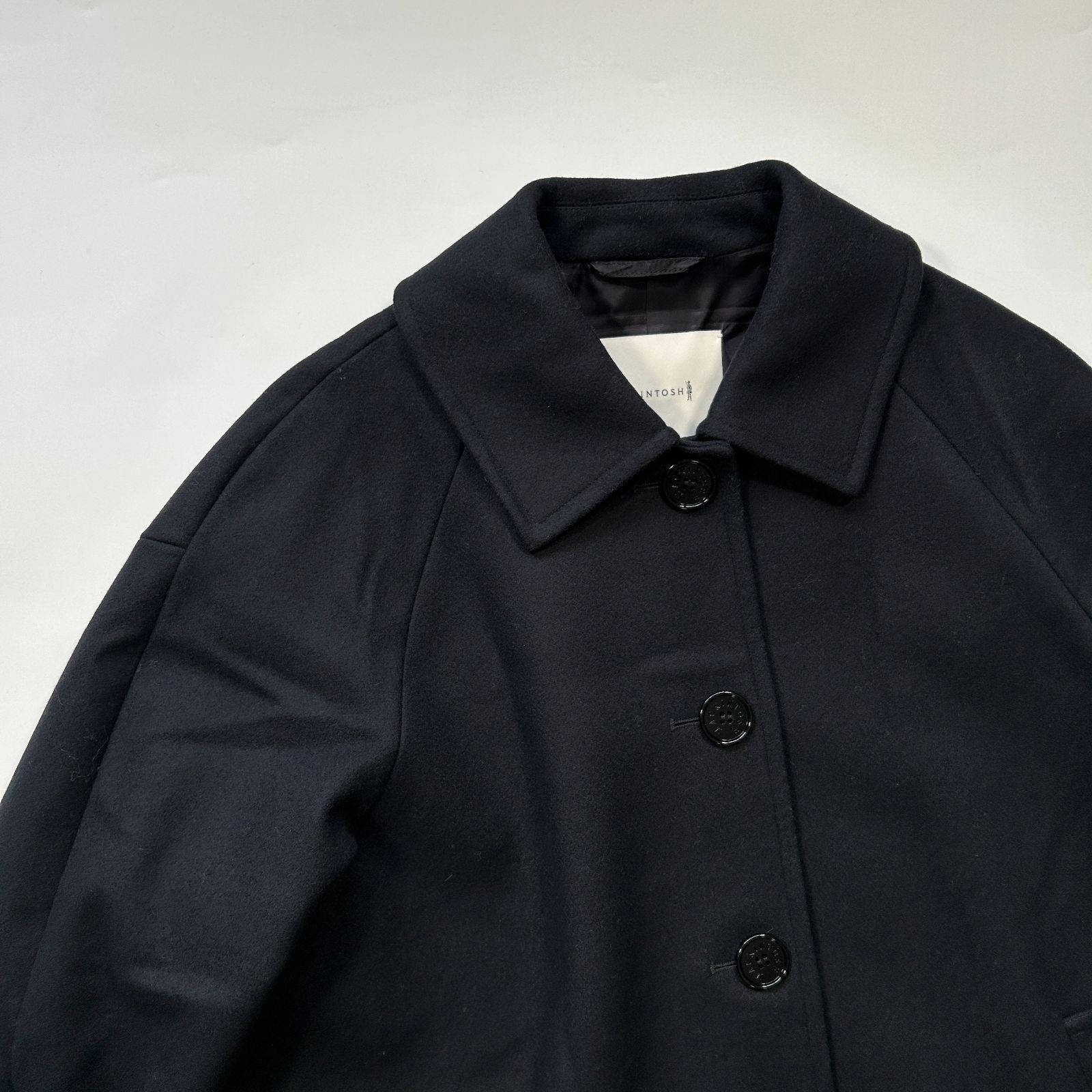 美品 Mackintosh 英国製 ウールネイビーステンカラーコート Lサイズ Mackintosh ステンカラーコート コート MACKINTOSH(マッキントッシュ