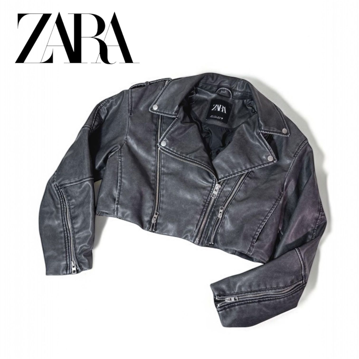 極美品✨ ZARA ヴィンテージ ショート レザージャケット ダブル L〜XL 